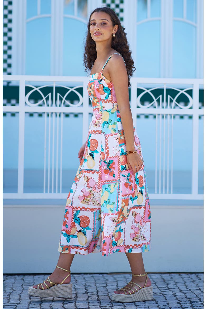 Printed Midi Sun Dress, Alternate, color, Multi