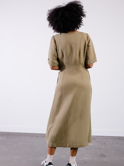 Able Sierra Utility Midi Dress In Dusky Green