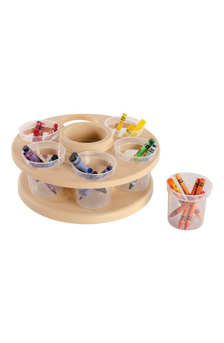 Kaplan Early Learning Company Spinning Tabletop Art Storage, Alternate, color, Beige
