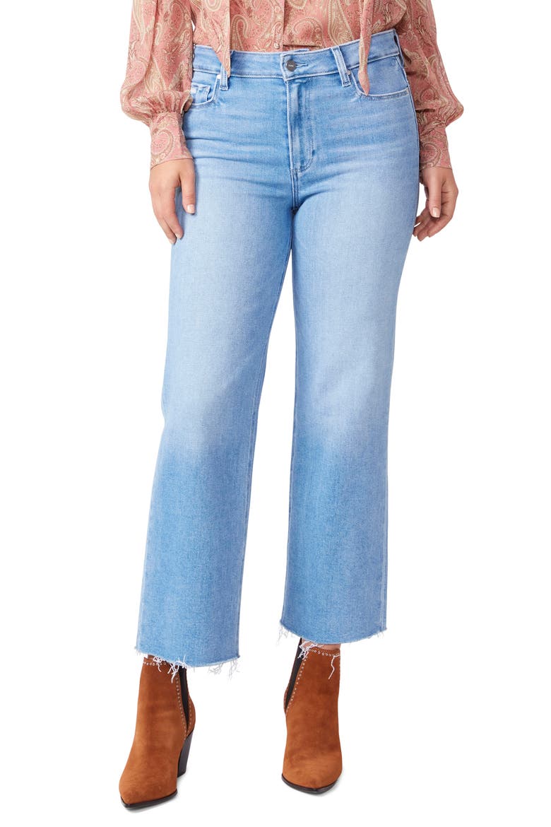 Nellie High Waist Fray Hem Crop Denim Trousers, Main, color, TOTALLY