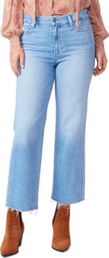PAIGE Nellie High Waist Fray Hem Crop Denim Trousers