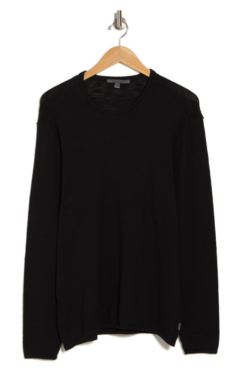 John Varvatos Cotton Slub Pullover Sweater, Alternate, color, Black