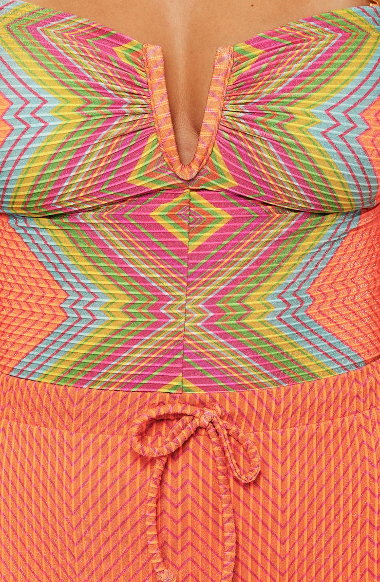 Becca Summer Sunrise Metallic Rib One-Piece Swimsuit, Alternate, color,