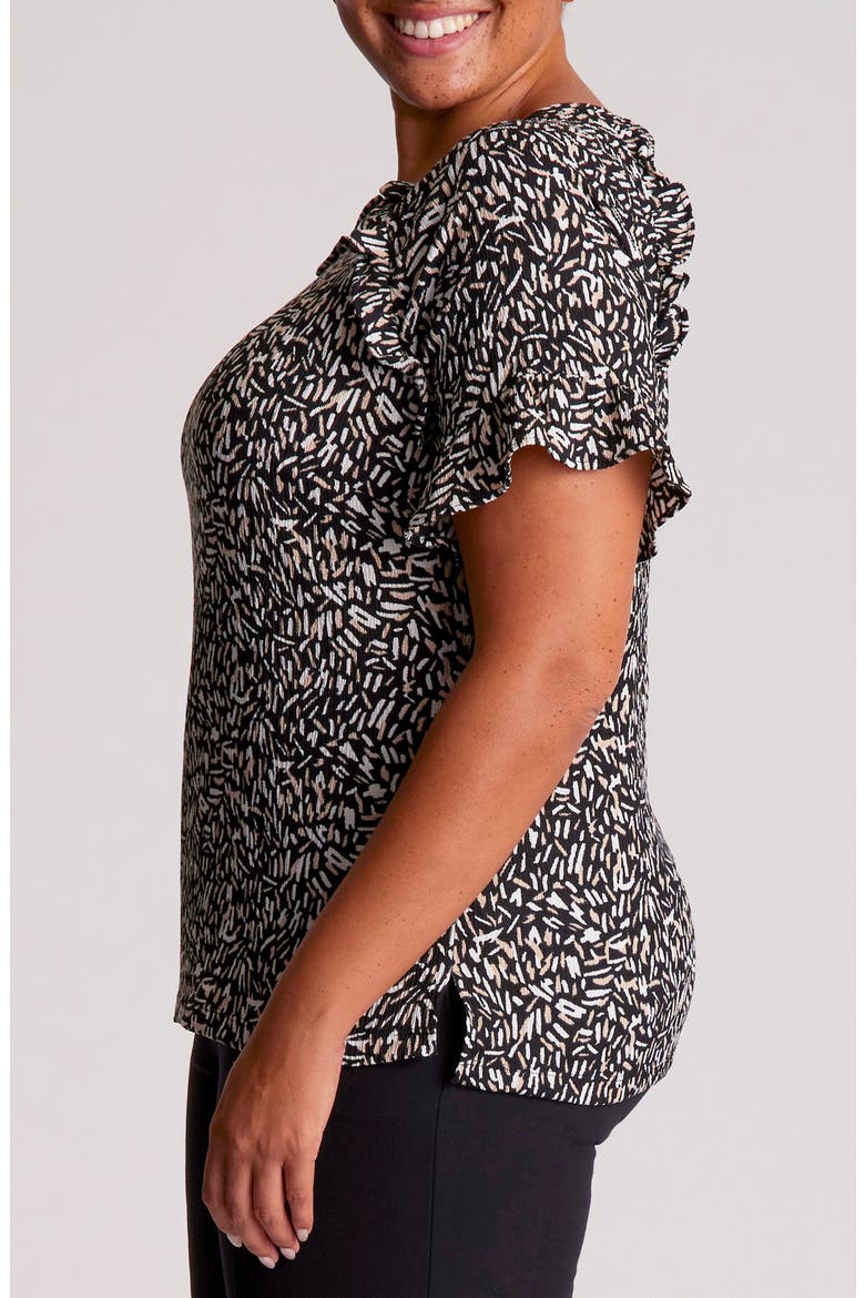 Abstract Geo Flutter Sleeve Top, Alternate, color, BLACK/ NEUTRAL