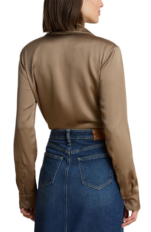 Ralph Lauren Classic Fit Satin Charmeuse Shirt In Brown
