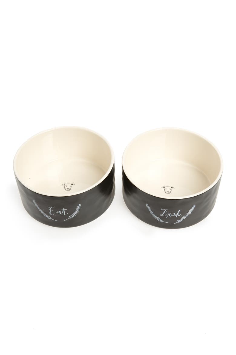 Eat & Drink Dog Bowls Set, Main, color, BLACK