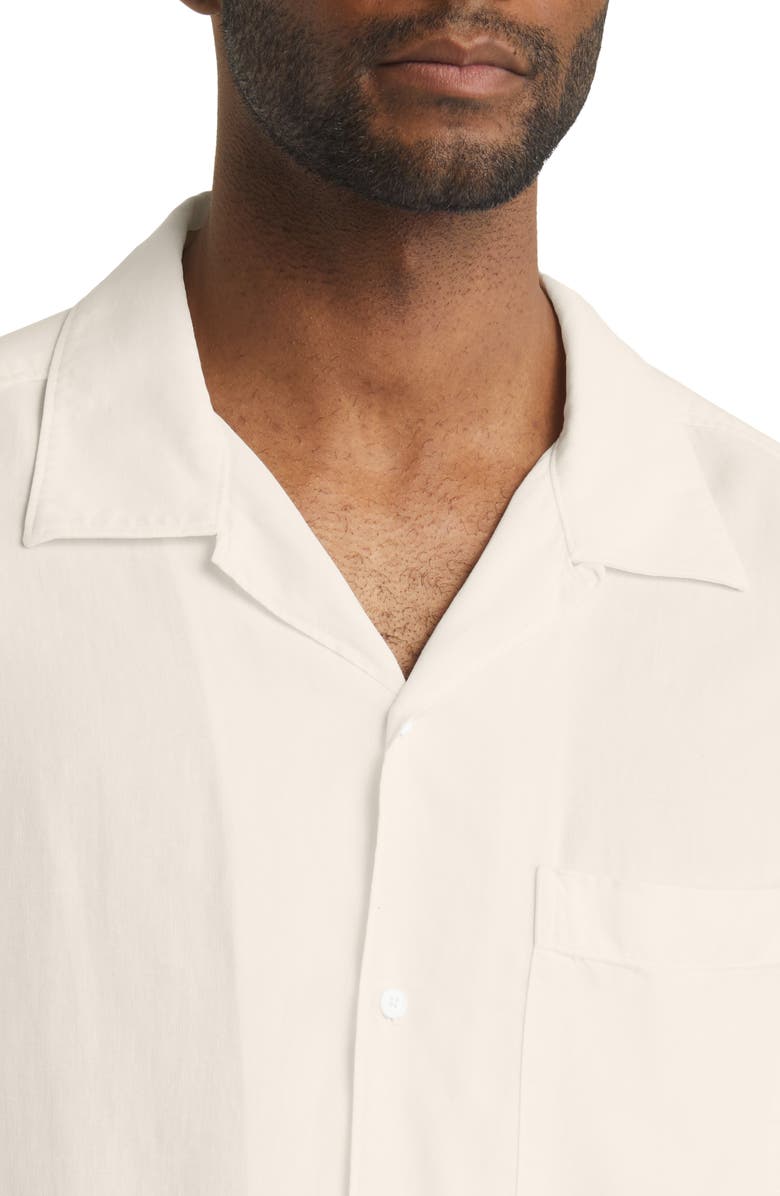 NN07 Julio 5029 Short Sleeve Lyocell & Linen Button-Up Camp Shirt, Alternate, color, White