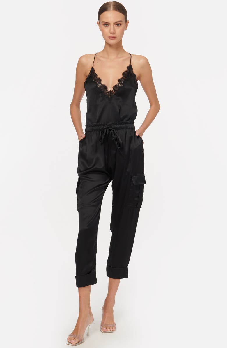 CAMI NYC Carmen Silk Blend Drawstring Pants, Alternate, color, Black