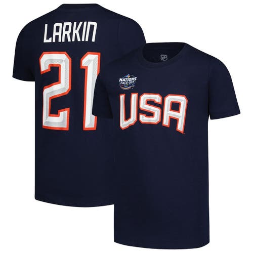 Outerstuff Youth Dylan Larkin Navy  2025 4 Nations Face-off Player Name & Number T-shirt