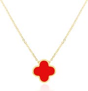 The Lovery Fine Jewelry Extra Large Coral Single Clover Necklace