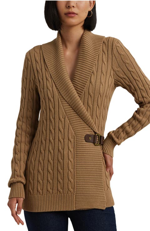 Cable Stitch Cotton Wrap Cardigan