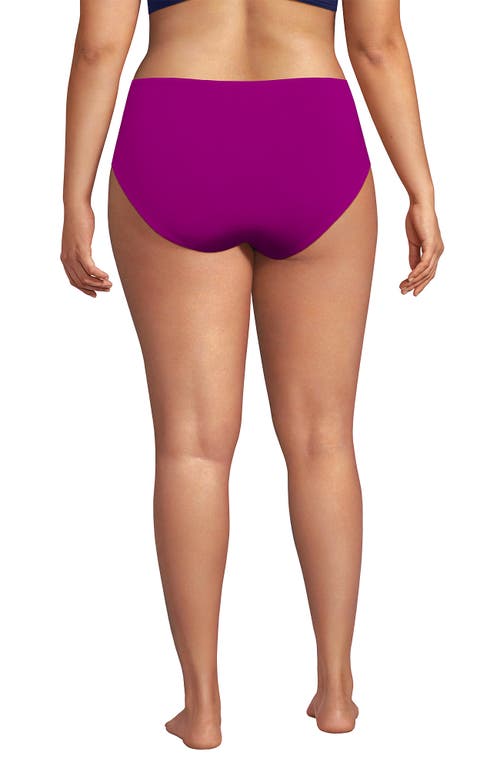 Lands' End Plus Size Mid Rise Classic Bikini Bottoms In Crimson Rose