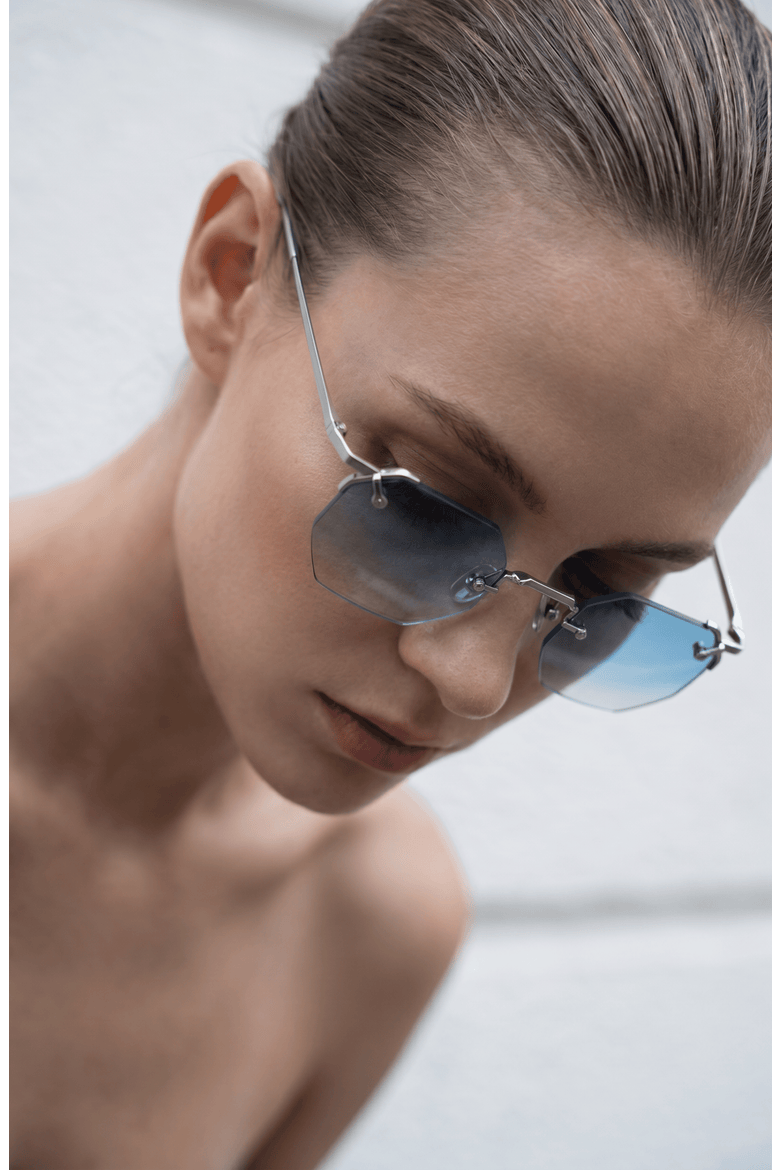 Mykono 48mm Rimless Sunglasses, Alternate, color, Blue