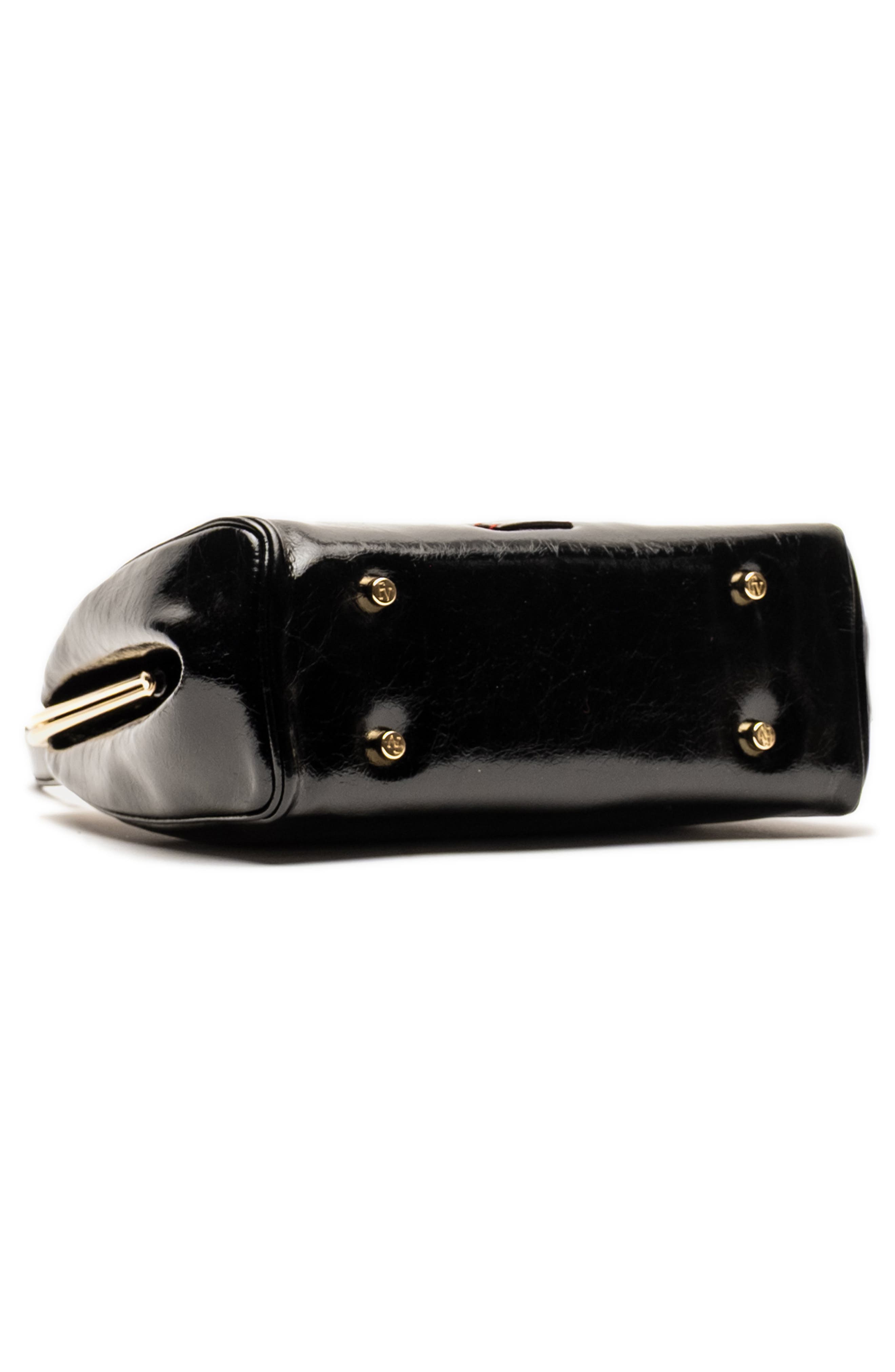 Frances Valentine Katherine Frame Leather Handbag, Alternate, color, Black