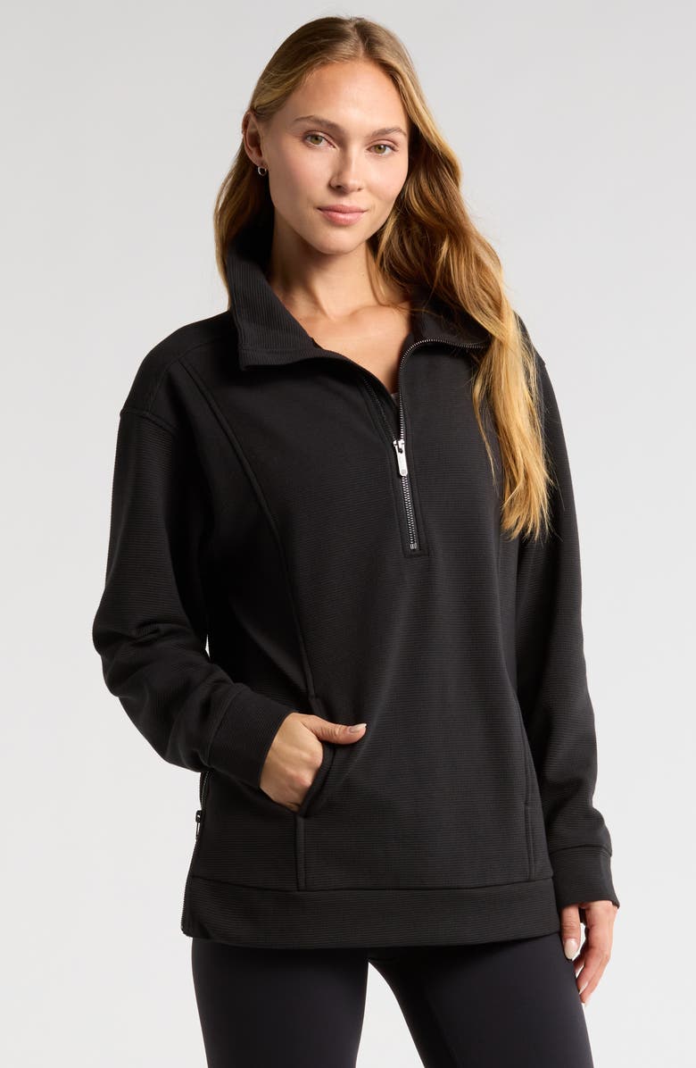 Zella Half Zip Fleece Ottoman Pullover, Main, color,
