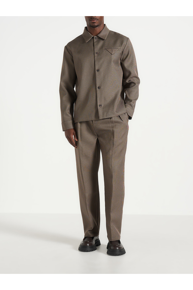 Leo Houndstooth Overshirt, Alternate, color, Brown