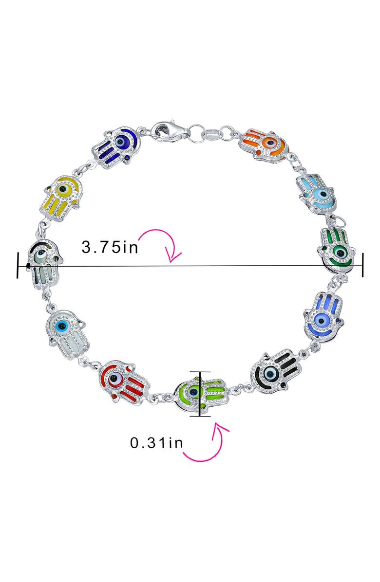BLING JEWELRY Hamsa Hand Evil Eye Bracelet, Alternate, color, Multi-Color