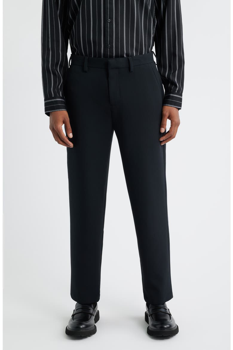 Flat Front Tapered Stretch Twill Dress Pants, Main, color, BLACK CAVIAR