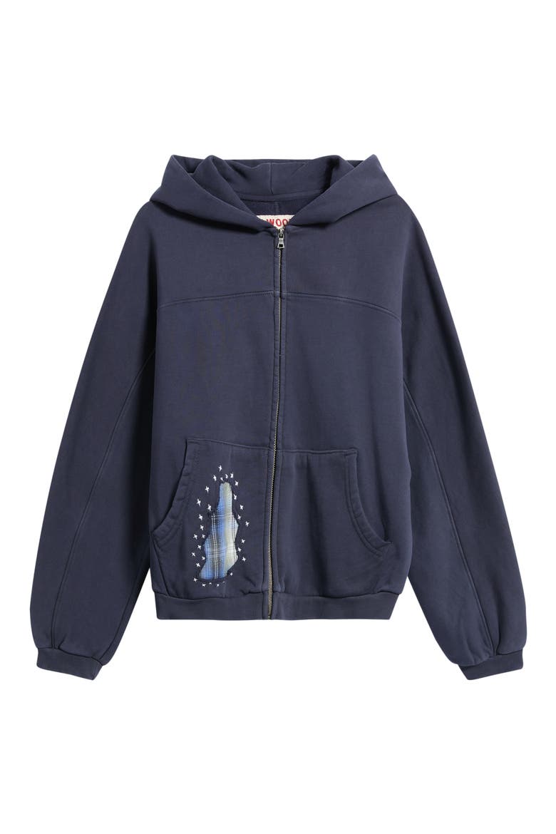 Patchwork Full Zip Hoodie, Main, color, NAVY