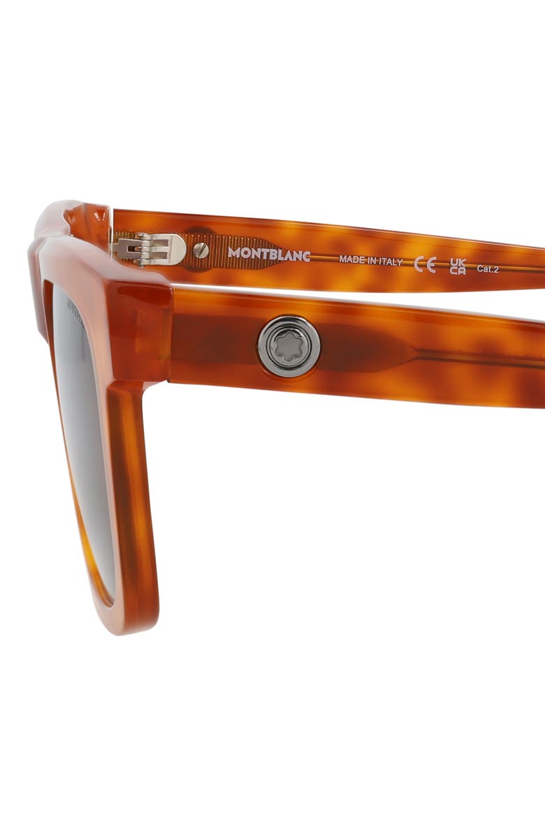 Montblanc 53mm Square Sunglasses, Alternate, color, Havana Havana Grey