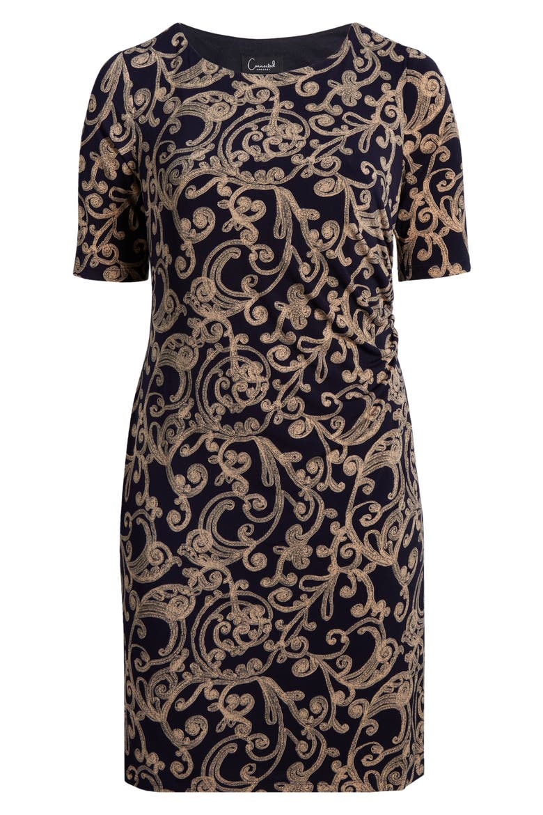 Paisley Sheath Dress, Alternate, color, INK