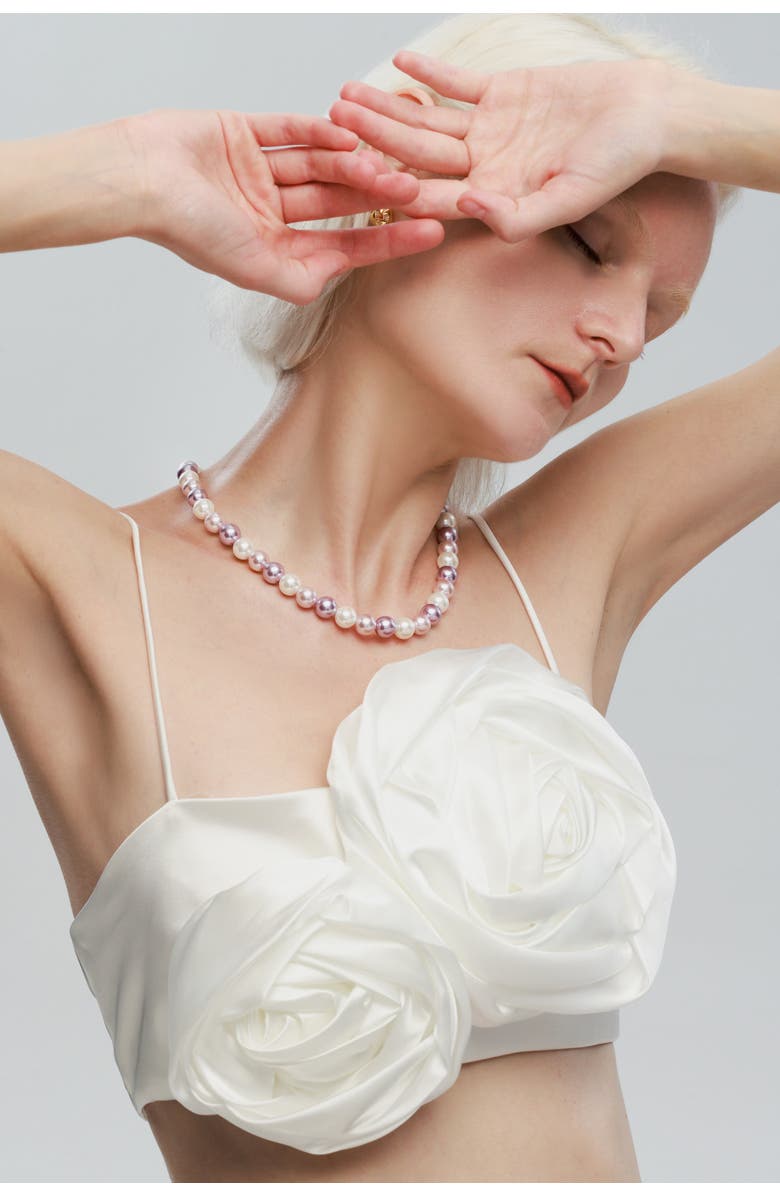 Classicharms Lydia Purple Shell Pearl Strand Choker Necklace, Alternate, color, Gold