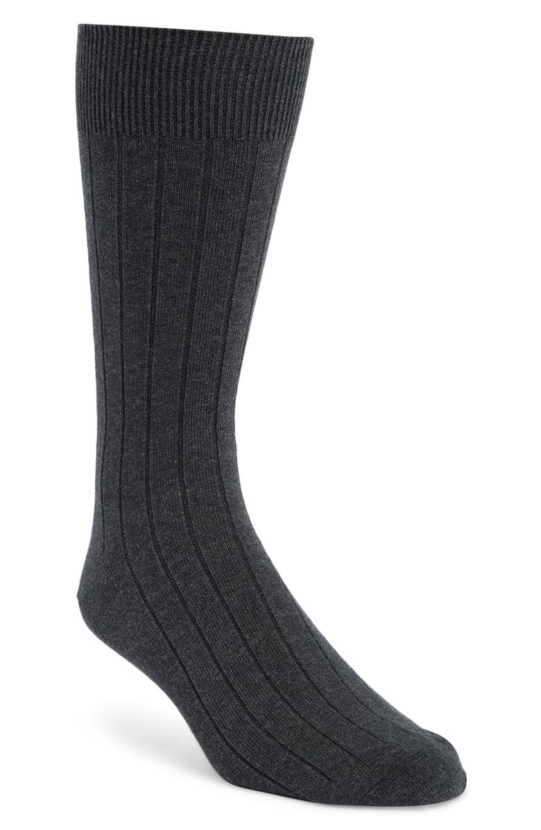 Brooks Brothers Rib Dress Socks, Main, color, Charcoal