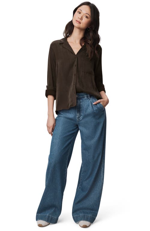 Splendid Serena Satin Shirt In Brown