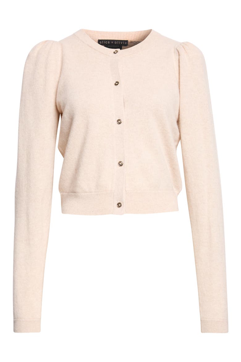 Dollie Puff Shoulder Cashmere Cardigan, Alternate, color, OATMEAL HEATHER