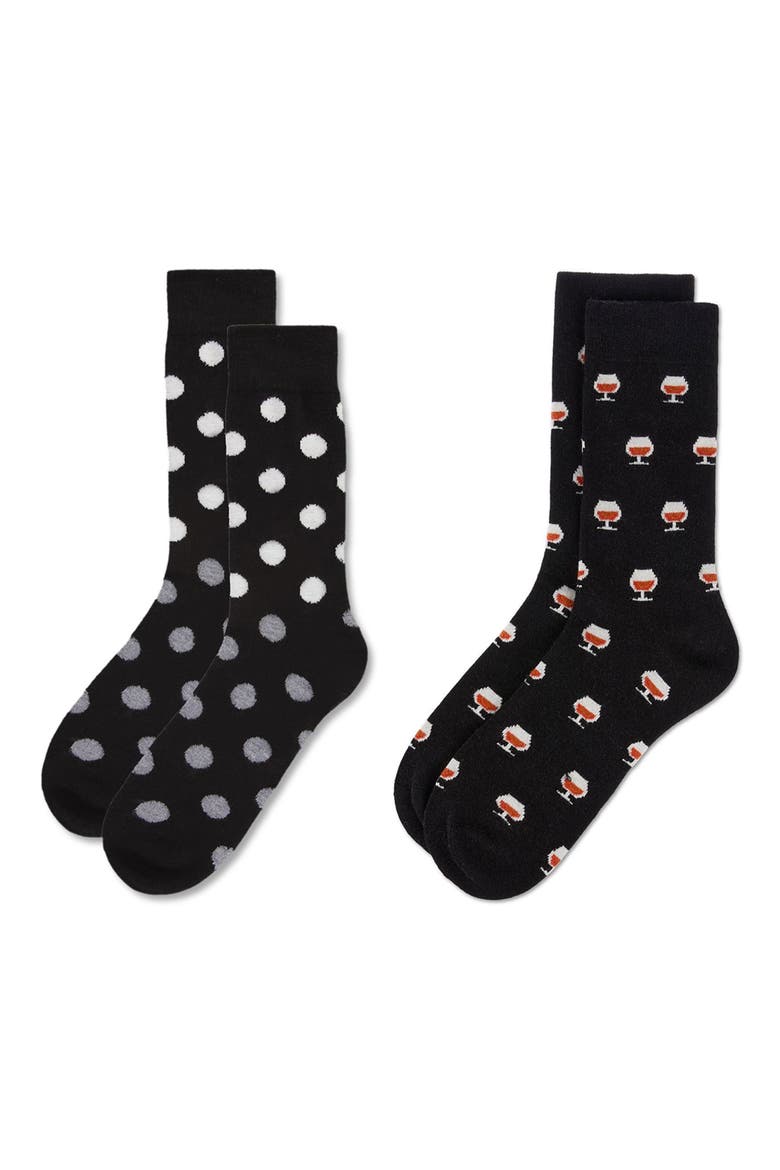 Assorted 2-Pack Crew Socks, Alternate, color, BLACK-BLACK
