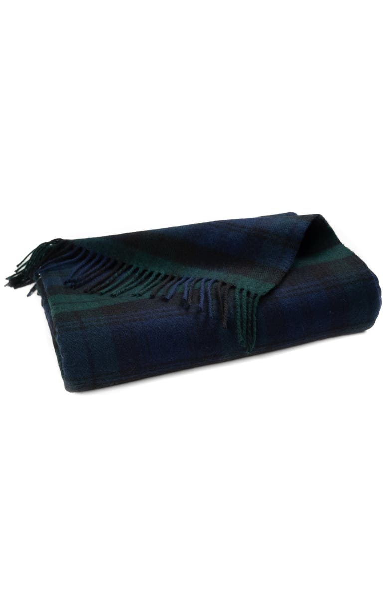 Prince of Scots Highland Tartan Tweed Merino Wool Throw, Main, color, Black Watch