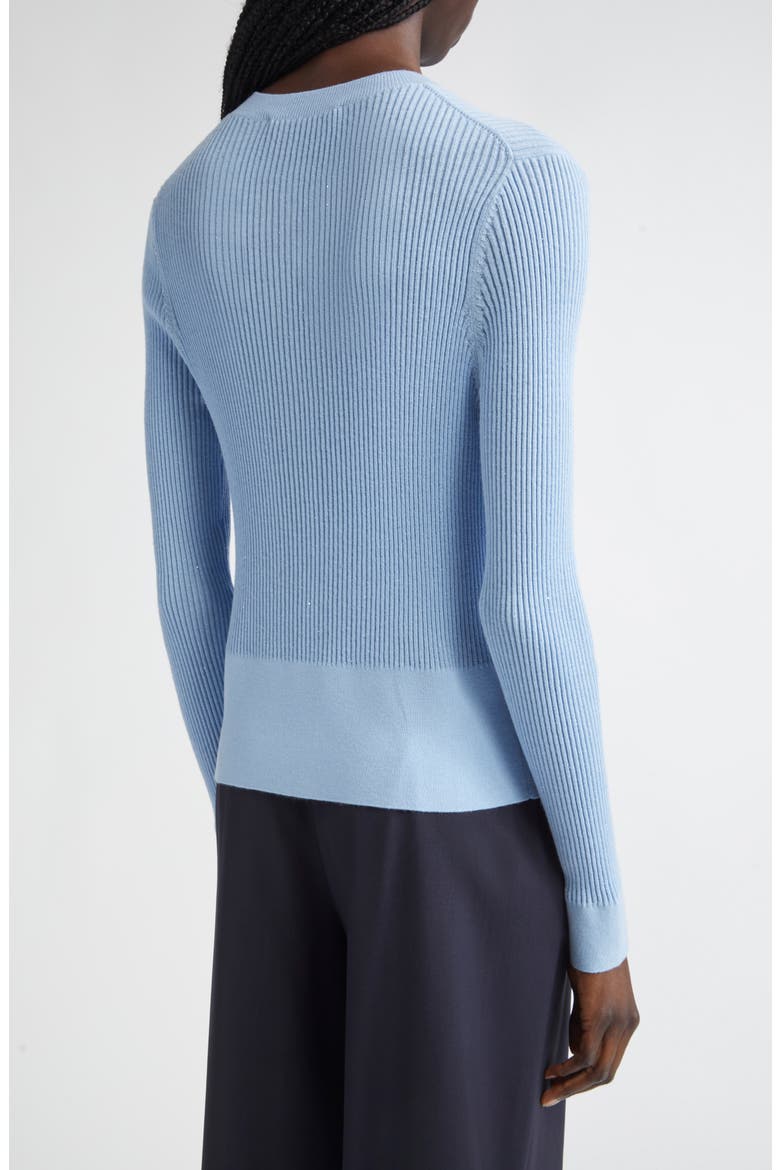 Ribera Sequin Rib Fitted Silk & Wool Cardigan, Alternate, color, LIGHT BLUE