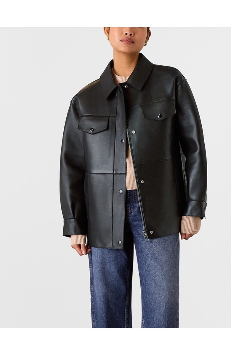 Whistles Clean Bonded Leather Jacket, Alternate, color, Black