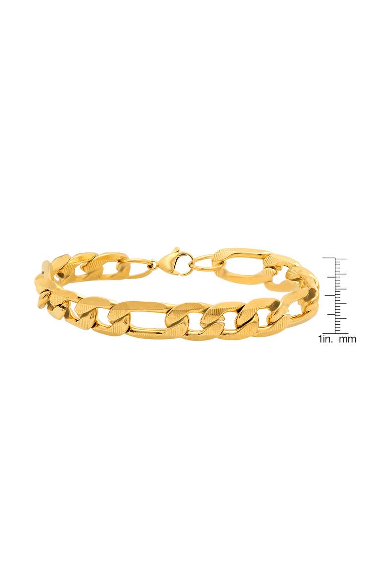 Men's 18k Gold Plated Figaro Chain Bracelet, Alternate, color, GOLD