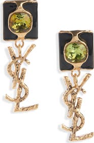 Saint Laurent YSL Squared Pendant Drop Earrings