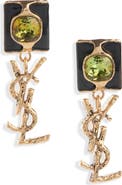 Saint Laurent YSL Squared Pendant Drop Earrings