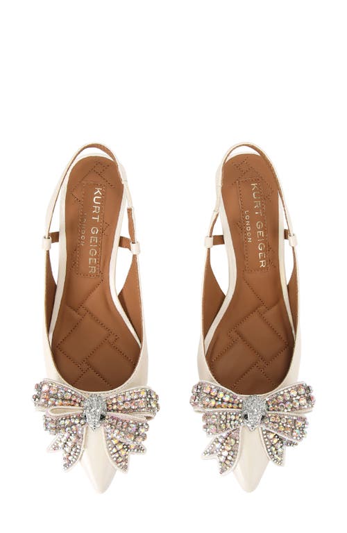 Kurt Geiger London Belgravia Bow Slingback Pointed Toe Pump In Open White