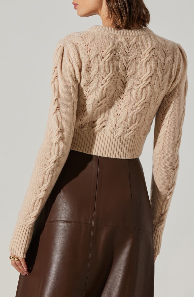ASTR the Label Peri Wool Cable Knit Cardigan, Alternate, color, Vanilla
