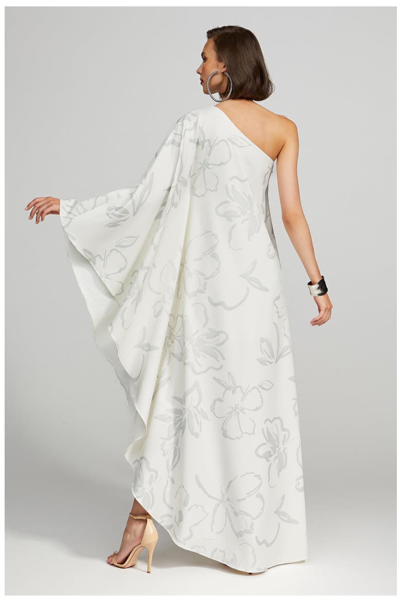 Nevean Caftain In Foil Crepe, Alternate, color, Inked Floral