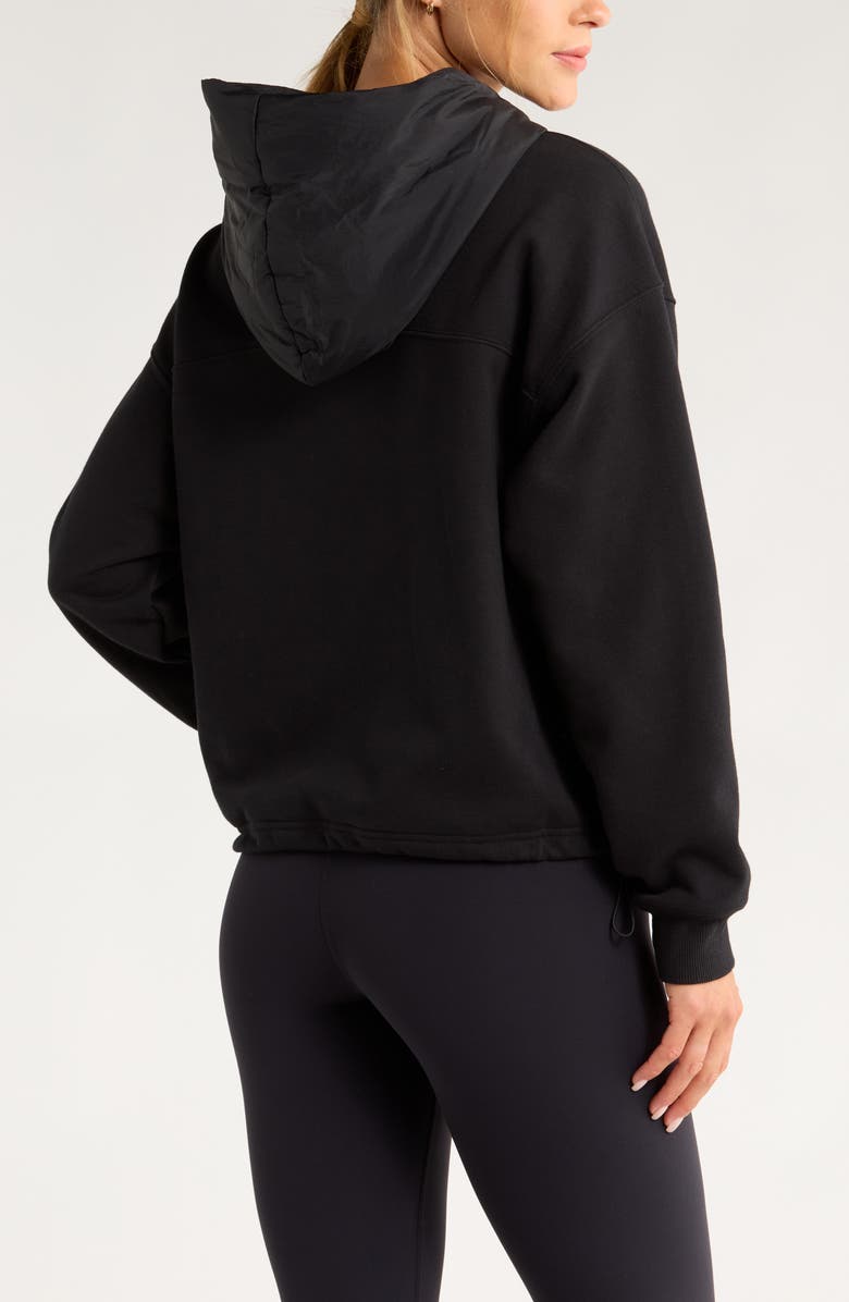 Zella Hybrid Mixed Media Hoodie, Alternate, color, Black