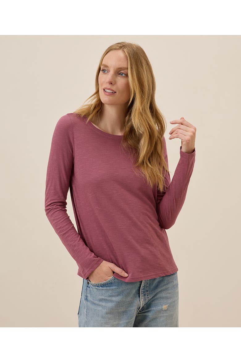 Organic Cotton Featherweight Slub Long Sleeve Tee, Alternate, color, Mauve