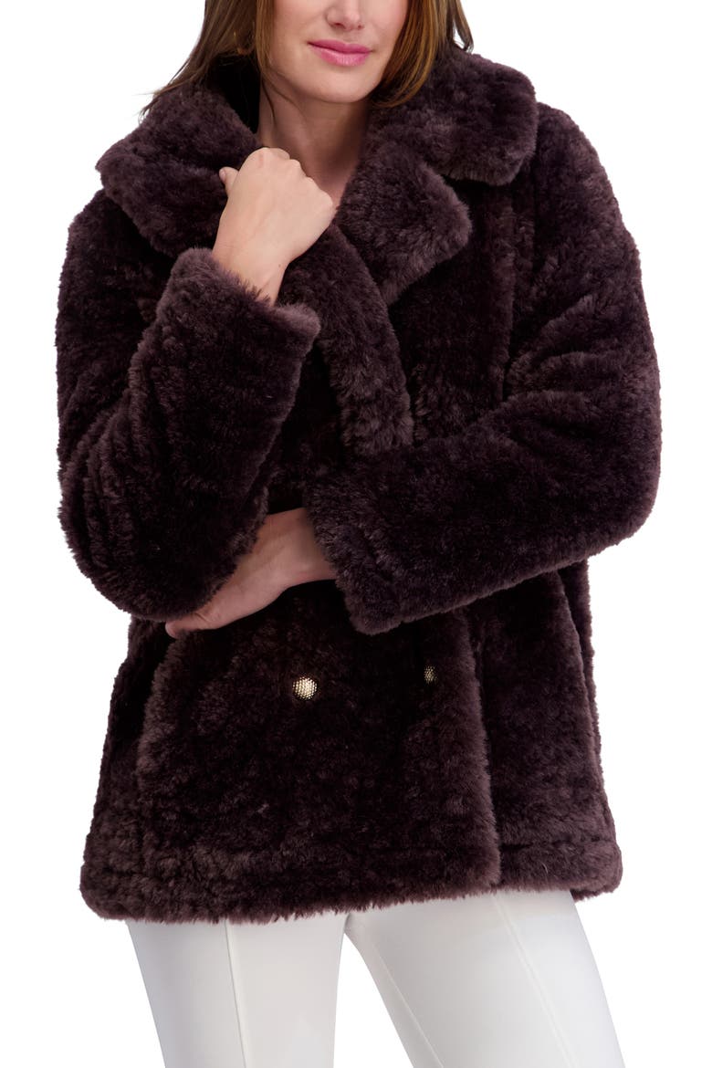 Faux Shearling Coat, Alternate, color, CHOCOLATE