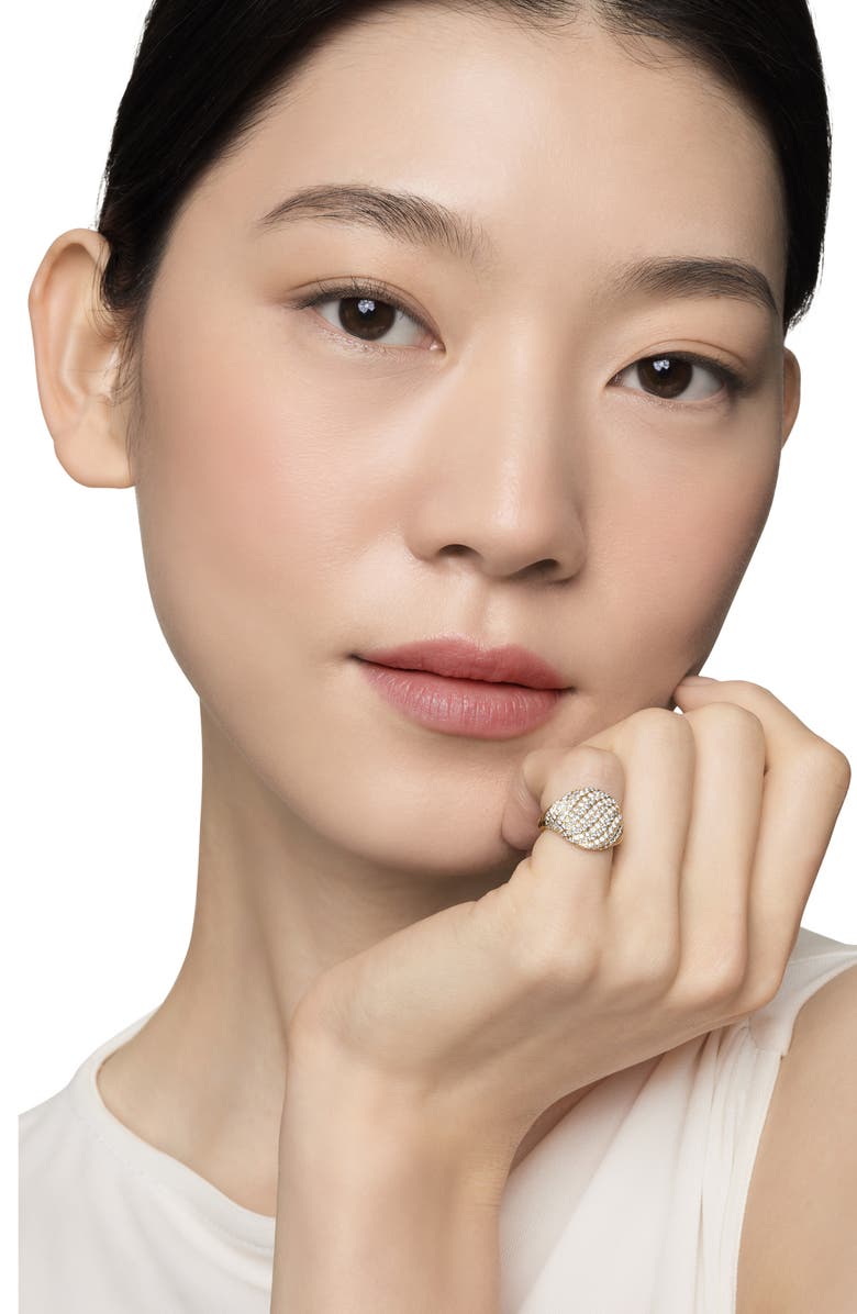 David Yurman Sculpted Cable Pinky Ring in 18K Yellow Gold with Pavé Diamonds, Alternate, color, 18K Yellow Gold