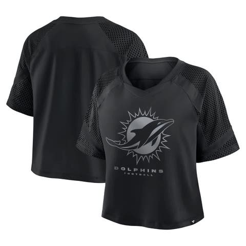 Women's Fanatics Miami Dolphins Oversized Raglan V-Neck Blackout Fashion Jersey