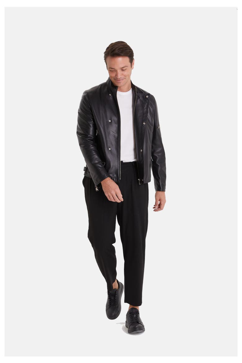 Tobias Leather Jacket, Alternate, color, Black