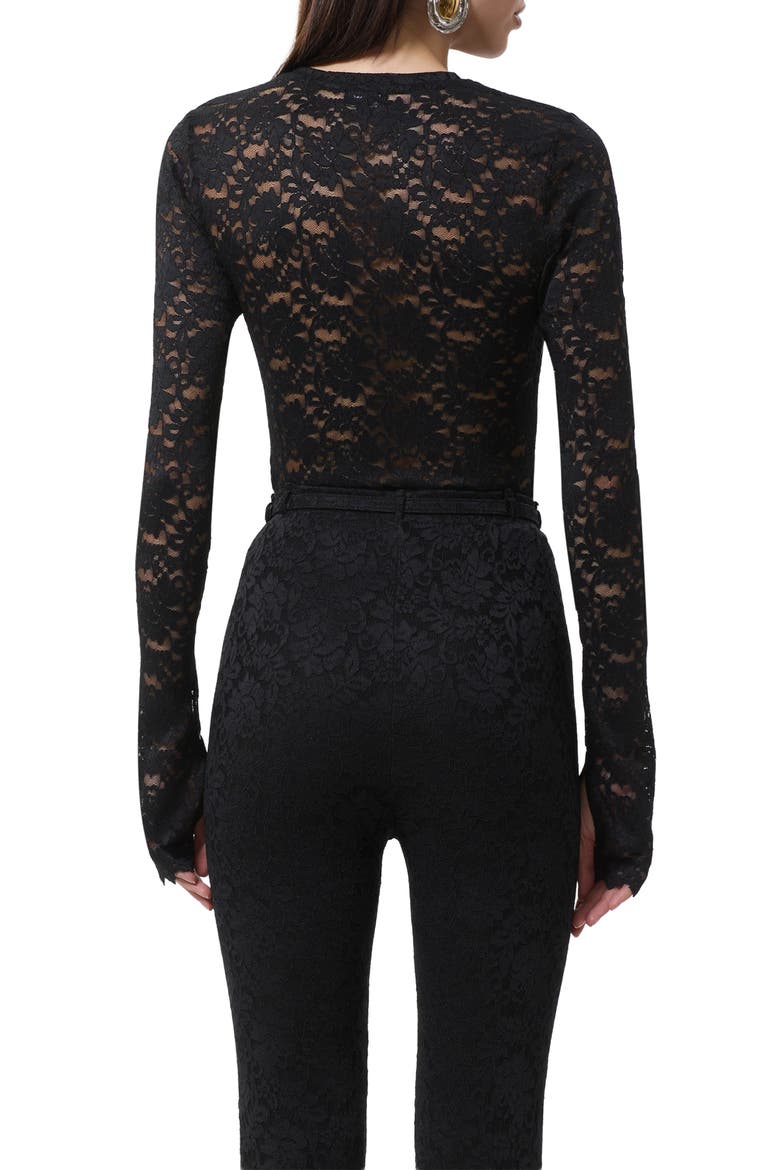 Kaylee Semisheer Floral Lace Top, Alternate, color, NOIR