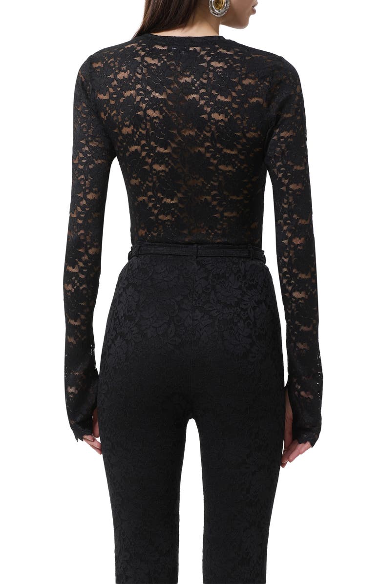 AFRM Kaylee Semisheer Floral Lace Top, Alternate, color, Noir