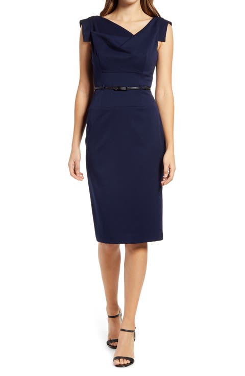 Jackie Belted Stretch Gabardine Sheath Dress