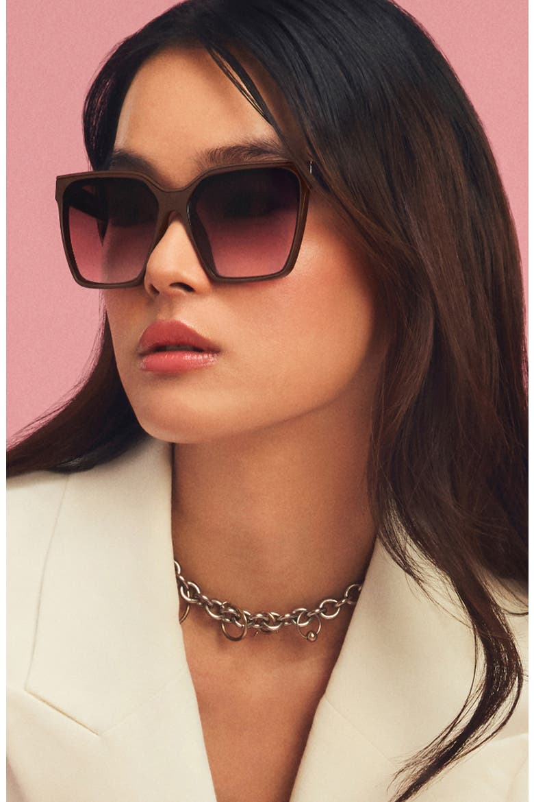Level Up 60mm Square Sunglasses, Alternate, color, DARK BROWN/ ROUGE GLOW