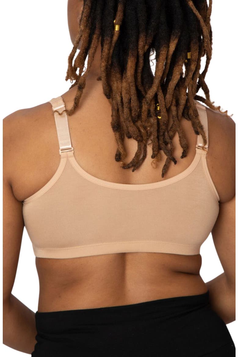 Rora Post-Surgery Front Close Pocketed Bralette, Alternate, color, SAND